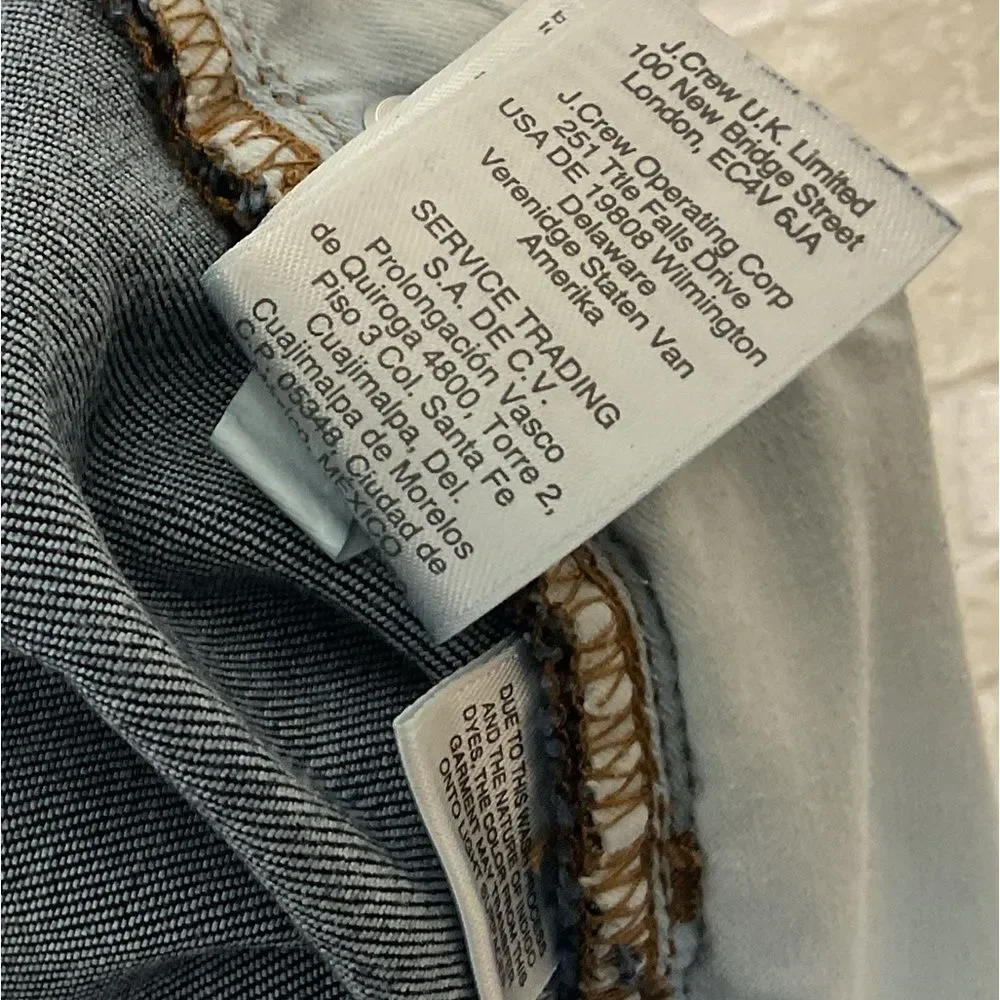 J. Crew 10” High Rise Toothpick Skinny Jeans Dark Ink Wash Size 31